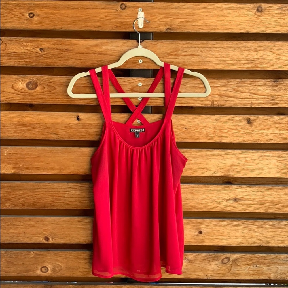 Express Red crisscrossed tank top